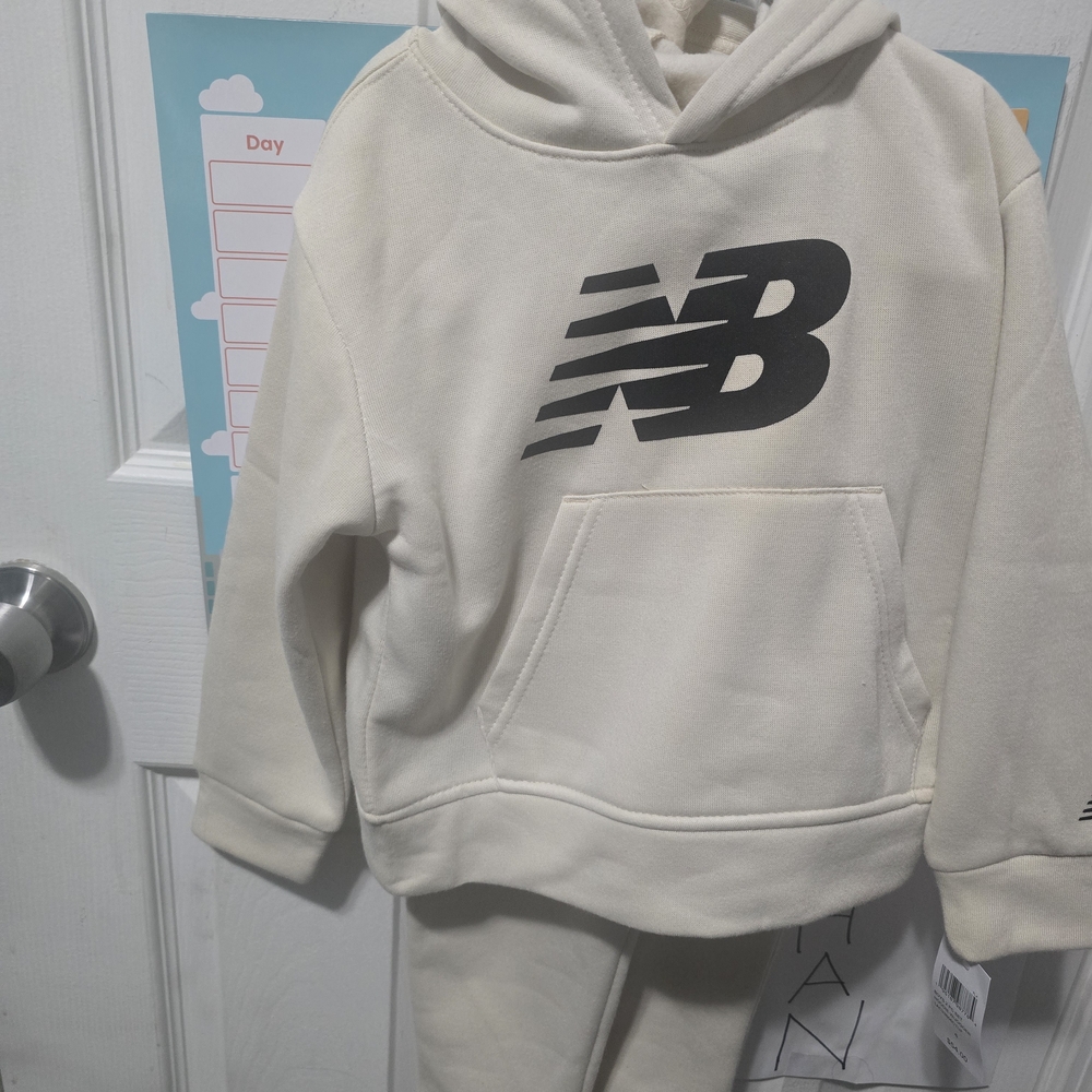 New Balance Cream Hoodie and Pants Set